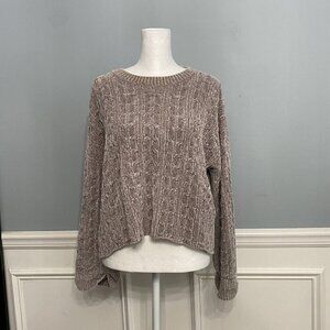 Cliche Chenille Sweater Cropped Size XS Cable Women's Pullover High Low Soft